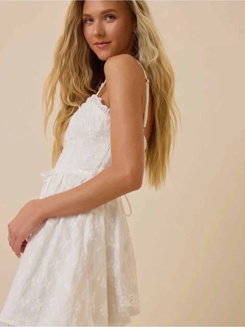 🆕#319~Altar'd State Olive Embroidered Mini Dress, Size Lg - Picture 3 of 15